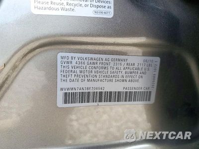 Zdjęcie 12 z 12 samochodu: 2011 VOLKSWAGEN CC SPORT VIN:WVWMN7AN3BE708562 - miniatura