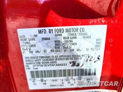 Zdjęcie 12 z 12 samochodu: 2010 FORD F150 SUPERCREW VIN:1FTFW1EV7AFA84223 - miniatura