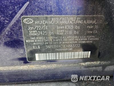 Zdjęcie 13 z 13 samochodu: 2014 HYUNDAI SONATA GLS VIN:5NPEB4AC9EH883722 - miniatura