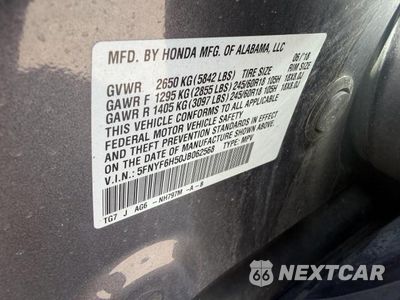 Zdjęcie 10 z 13 samochodu: 2018 HONDA PILOT EXL VIN:5FNYF6H50JB062568 - miniatura