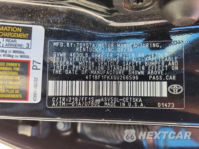 Zdjęcie 12 z 12 samochodu: 2016 TOYOTA CAMRY SE VIN:4T1BF1FKXGU266596 - miniatura