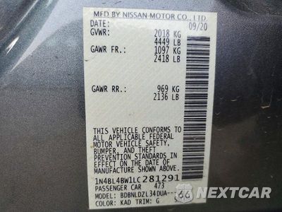 Zdjęcie 12 z 12 samochodu: 2020 NISSAN ALTIMA S VIN:1N4BL4BW1LC281291 - miniatura