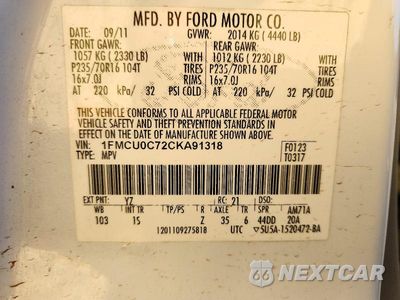 Zdjęcie 13 z 13 samochodu: 2012 FORD ESCAPE XLS VIN:1FMCU0C72CKA91318 - miniatura