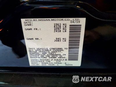 Zdjęcie 13 z 13 samochodu: 2019 NISSAN ALTIMA SL VIN:1N4BL4EV1KC236028 - miniatura