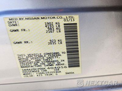 Zdjęcie 12 z 12 samochodu: 2013 NISSAN LEAF S VIN:1N4AZ0CP0DC404056 - miniatura