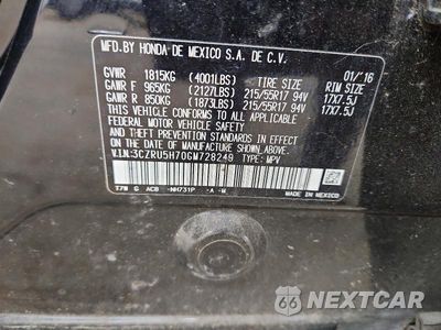 Zdjęcie 13 z 13 samochodu: 2016 HONDA HR-V EXL VIN:3CZRU5H70GM728249 - miniatura