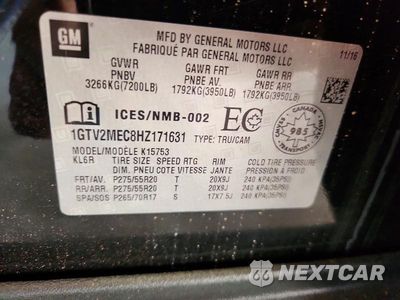 Zdjęcie 12 z 12 samochodu: 2017 GMC SIERRA K1500 SLE VIN:1GTV2MEC8HZ171631 - miniatura