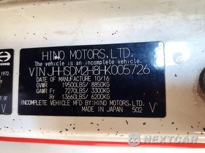 Zdjęcie 12 z 12 samochodu: 2017 HINO 195 BOX TRUCK VIN:JHHSDM2H8HK005726 - miniatura