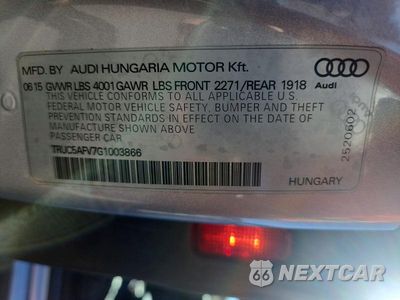 Zdjęcie 12 z 12 samochodu: 2016 AUDI TT VIN:TRUC5AFV7G1003866 - miniatura
