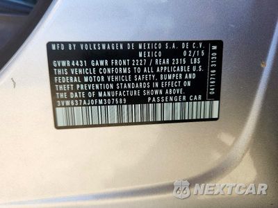Zdjęcie 12 z 12 samochodu: 2015 VOLKSWAGEN JETTA HYBRID VIN:3VW637AJ0FM307589 - miniatura