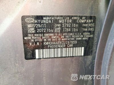 Zdjęcie 12 z 12 samochodu: 2012 HYUNDAI ELANTRA LIMITED VIN:KMHDH4AEXCU197859 - miniatura