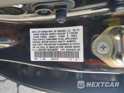 Zdjęcie 12 z 12 samochodu: 2015 HONDA CIVIC SE VIN:19XFB2F74FE240267 - miniatura