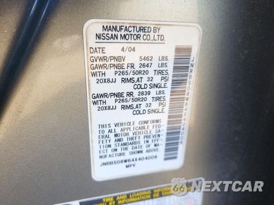 Zdjęcie 12 z 12 samochodu: 2004 INFINITI FX45 BASE VIN:JNRBS08W64X404008 - miniatura
