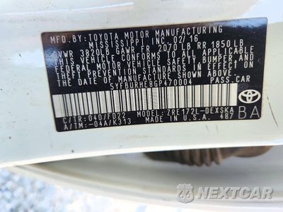 Zdjęcie 12 z 12 samochodu: 2016 TOYOTA COROLLA S PLUS VIN:5YFBURHE8GP470004 - miniatura
