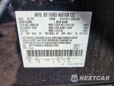 Zdjęcie 12 z 12 samochodu: 2022 FORD MAVERICK XL VIN:3FTTW8E31NRA27342 - miniatura