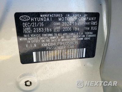 Zdjęcie 12 z 12 samochodu: 2017 HYUNDAI ELANTRA VALUE EDITION VIN:KMHD84LF9HU358635 - miniatura