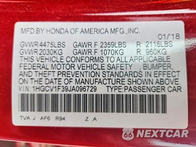 Zdjęcie 12 z 12 samochodu: 2018 HONDA ACCORD SPORT VIN:1HGCV1F39JA096729 - miniatura