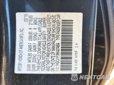 Zdjęcie 12 z 12 samochodu: 2019 HONDA ACCORD SPORT VIN:1HGCV1F39KA074604 - miniatura
