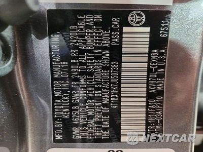 Zdjęcie 12 z 12 samochodu: 2018 TOYOTA CAMRY LE VIN:4T1B31HK7JU507382 - miniatura