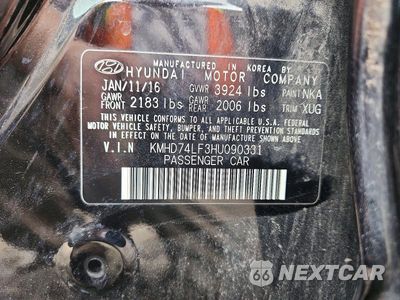 Zdjęcie 12 z 12 samochodu: 2017 HYUNDAI ELANTRA SE VIN:KMHD74LF3HU090331 - miniatura