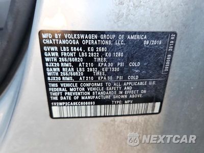 Zdjęcie 13 z 13 samochodu: 2019 VOLKSWAGEN ATLAS SE VIN:1V2WP2CA9KC606693 - miniatura