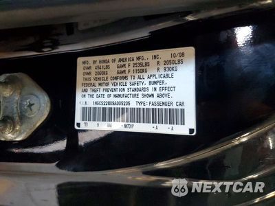 Zdjęcie 12 z 12 samochodu: 2009 HONDA ACCORD EXL VIN:1HGCS228X9A005205 - miniatura