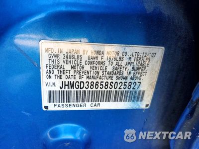 Zdjęcie 12 z 12 samochodu: 2008 HONDA FIT SPORT VIN:JHMGD38658S025827 - miniatura