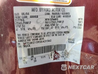 Zdjęcie 13 z 13 samochodu: 2005 FORD F250 SUPER DUTY VIN:1FTSW21595EA31562 - miniatura