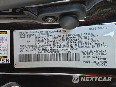 Zdjęcie 12 z 12 samochodu: 2004 TOYOTA 4RUNNER LIMITED VIN:JTEBT17R648008939 - miniatura