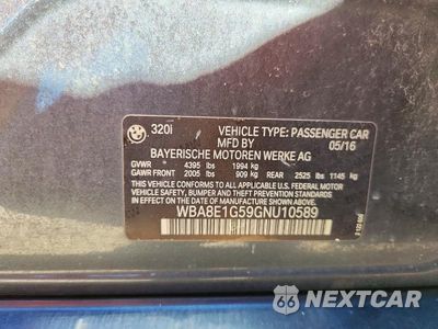 Zdjęcie 12 z 12 samochodu: 2016 BMW 320 I VIN:WBA8E1G59GNU10589 - miniatura