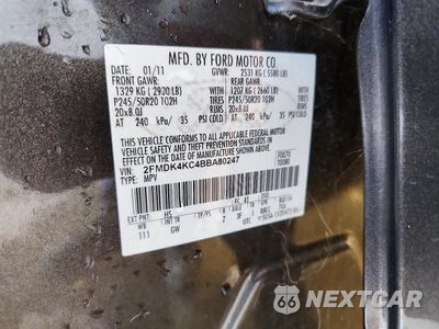 Zdjęcie 12 z 12 samochodu: 2011 FORD EDGE LIMITED VIN:2FMDK4KC4BBA80247 - miniatura
