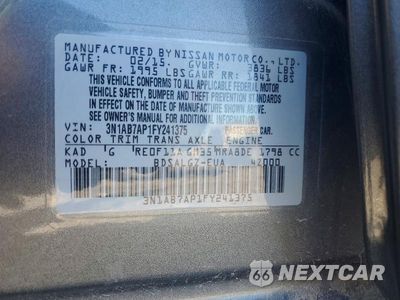 Zdjęcie 12 z 12 samochodu: 2015 NISSAN SENTRA SL VIN:3N1AB7AP1FY241375 - miniatura