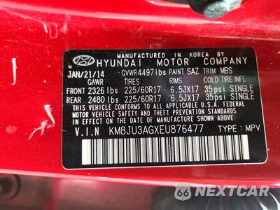 Zdjęcie 13 z 13 samochodu: 2014 HYUNDAI TUCSON SE VIN:KM8JU3AGXEU876477 - miniatura