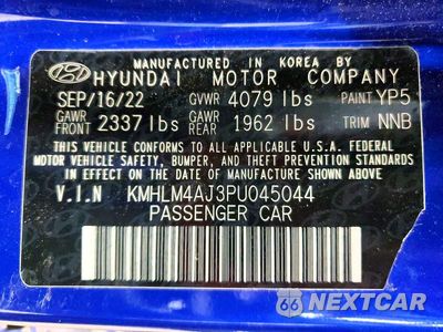 Zdjęcie 12 z 12 samochodu: 2023 HYUNDAI ELANTRA HYBRID BLUE VIN:KMHLM4AJ3PU045044 - miniatura