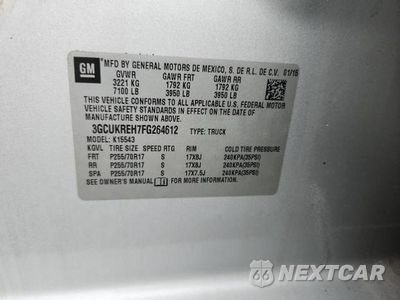 Zdjęcie 12 z 12 samochodu: 2015 CHEVROLET SILVERADO K1500 LT VIN:3GCUKREH7FG264612 - miniatura