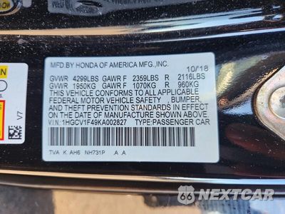 Zdjęcie 12 z 12 samochodu: 2019 HONDA ACCORD EX VIN:1HGCV1F49KA002827 - miniatura
