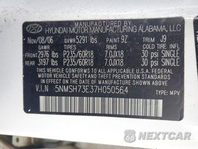 Zdjęcie 13 z 13 samochodu: 2007 HYUNDAI SANTA FE SE VIN:5NMSH73E37H050564 - miniatura