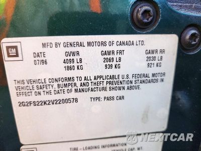 Zdjęcie 12 z 12 samochodu: 1997 PONTIAC FIREBIRD VIN:2G2FS22K2V2200578 - miniatura