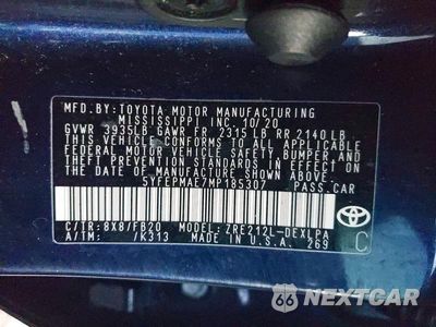 Zdjęcie 12 z 12 samochodu: 2021 TOYOTA COROLLA LE VIN:5YFEPMAE7MP185307 - miniatura