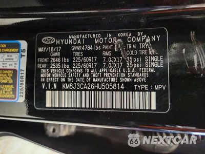 Zdjęcie 13 z 13 samochodu: 2017 HYUNDAI TUCSON ECO VIN:KM8J3CA26HU505814 - miniatura