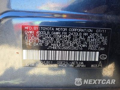 Zdjęcie 12 z 12 samochodu: 2011 LEXUS IS 350 VIN:JTHBE5C26B5028216 - miniatura