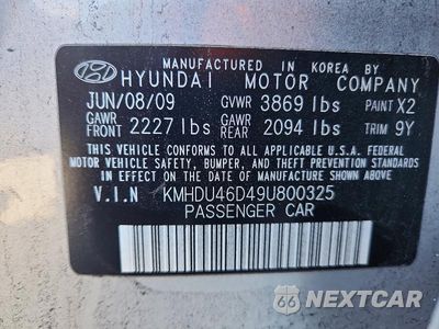 Zdjęcie 12 z 12 samochodu: 2009 HYUNDAI ELANTRA GLS VIN:KMHDU46D49U800325 - miniatura