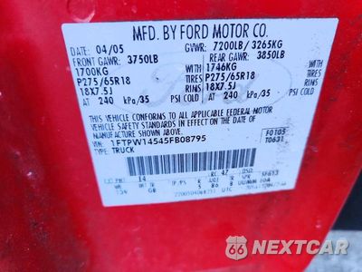 Zdjęcie 12 z 12 samochodu: 2005 FORD F150 SUPERCREW VIN:1FTPW14545FB08795 - miniatura