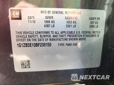 Zdjęcie 13 z 13 samochodu: 2011 CHEVROLET MALIBU LS VIN:1G1ZB5E10BF238150 - miniatura