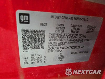 Zdjęcie 12 z 12 samochodu: 2022 CHEVROLET SILVERADO K1500 LT VIN:1GCUDDED4NZ561197 - miniatura