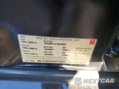 Zdjęcie 12 z 12 samochodu: 2017 TESLA MODEL S VIN:5YJSA1E22HF187325 - miniatura