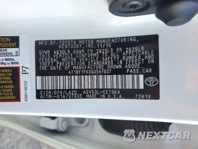 Zdjęcie 12 z 12 samochodu: 2016 TOYOTA CAMRY XLE VIN:4T1BF1FKXGU547037 - miniatura