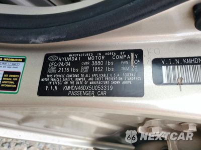 Zdjęcie 12 z 12 samochodu: 2005 HYUNDAI ELANTRA VIN:KMHDN46DX5U053319 - miniatura