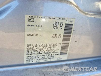 Zdjęcie 12 z 12 samochodu: 2019 NISSAN ALTIMA S VIN:1N4BL4BV4KN324466 - miniatura