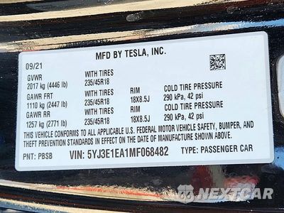 Zdjęcie 13 z 13 samochodu: 2021 TESLA MODEL 3 VIN:5YJ3E1EA1MF068482 - miniatura